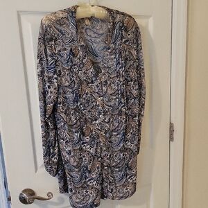 PerSeption Concept Sz XL Paisley Patterned Sheer long Sleeve Shirt